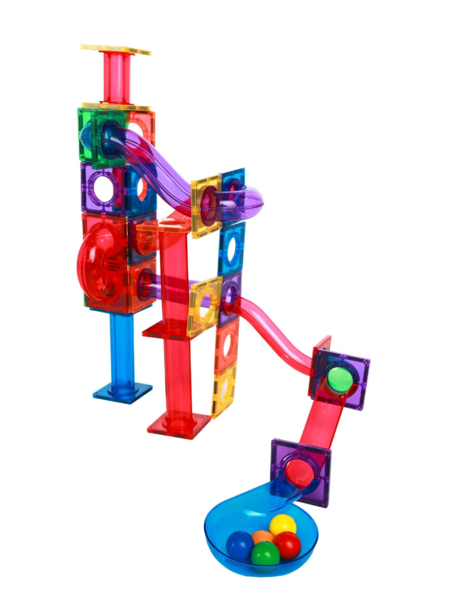 Magnetic Tiles Rainbow Marble Run Toy Set - Set Up Image 2