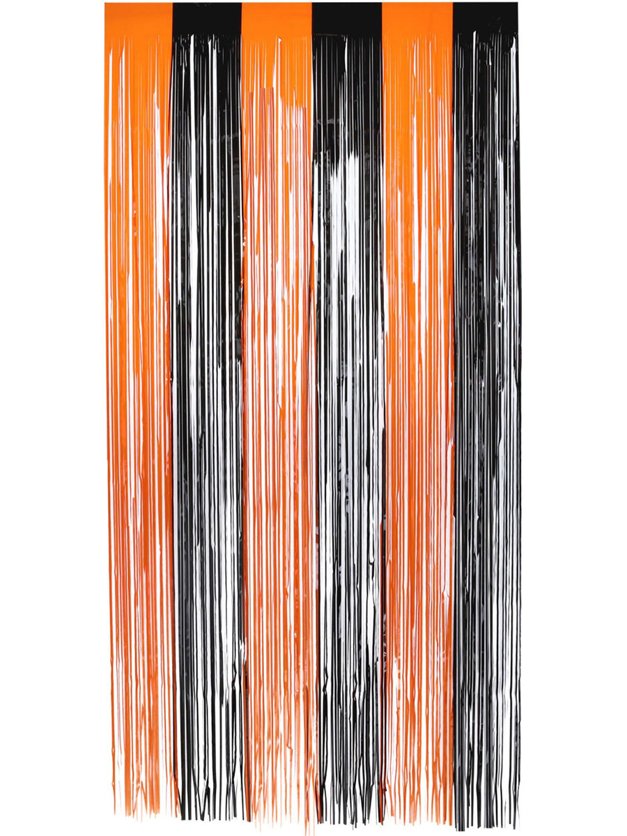 Black and Orange Curtain Party Backdrop - Main Image