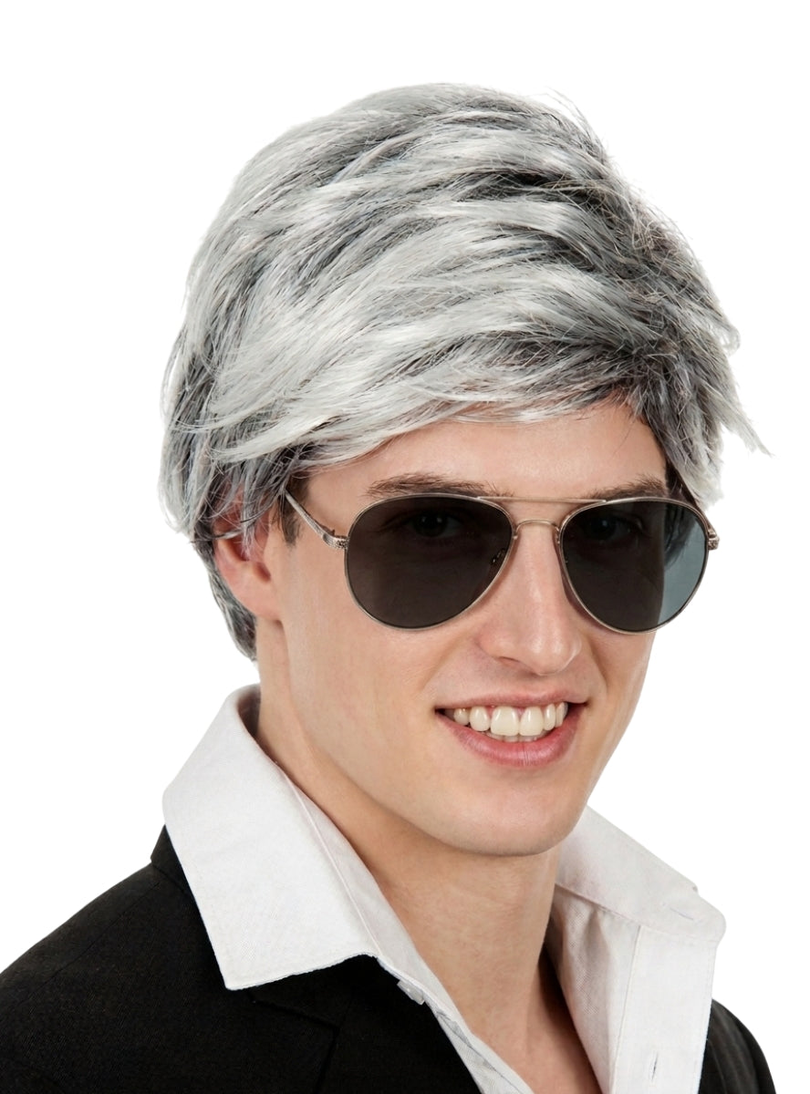 Mature Star Mens Grey Old Man Costume Wig - Main Image