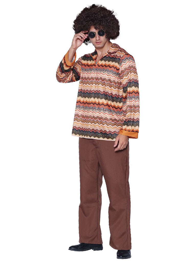 1970s Retro Mens Brown Hippie Costume -Main Image
