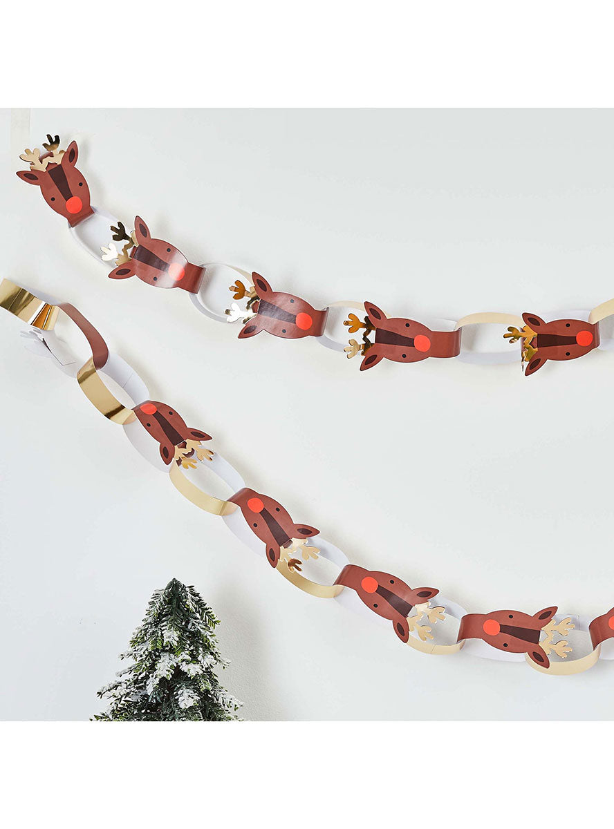 40 Link Reindeer Paper Chain Christmas Decoration - Lifestyle Image