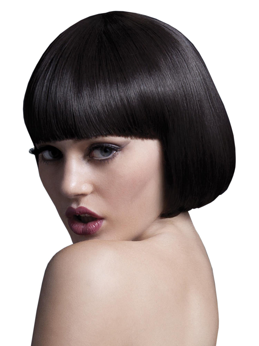 Womens Deluxe Short Dark Brown Heat Resistant Bob Wig With Fringe - Main Image