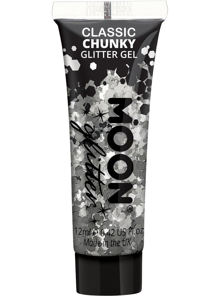 Chunky Classic Silver Moon Glitter Gel - Main Image