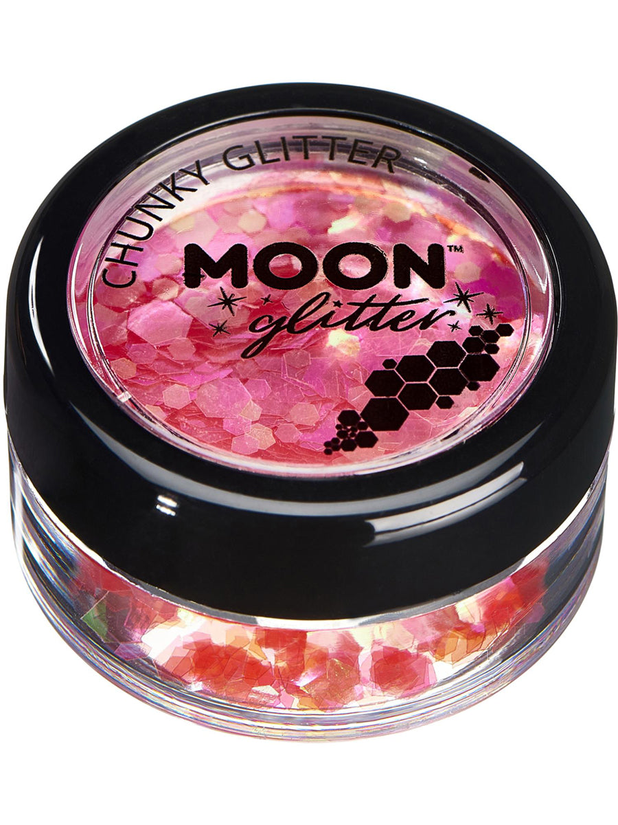 Chunky Cherry Red Iridescent Moon Glitter Pot - Main Image