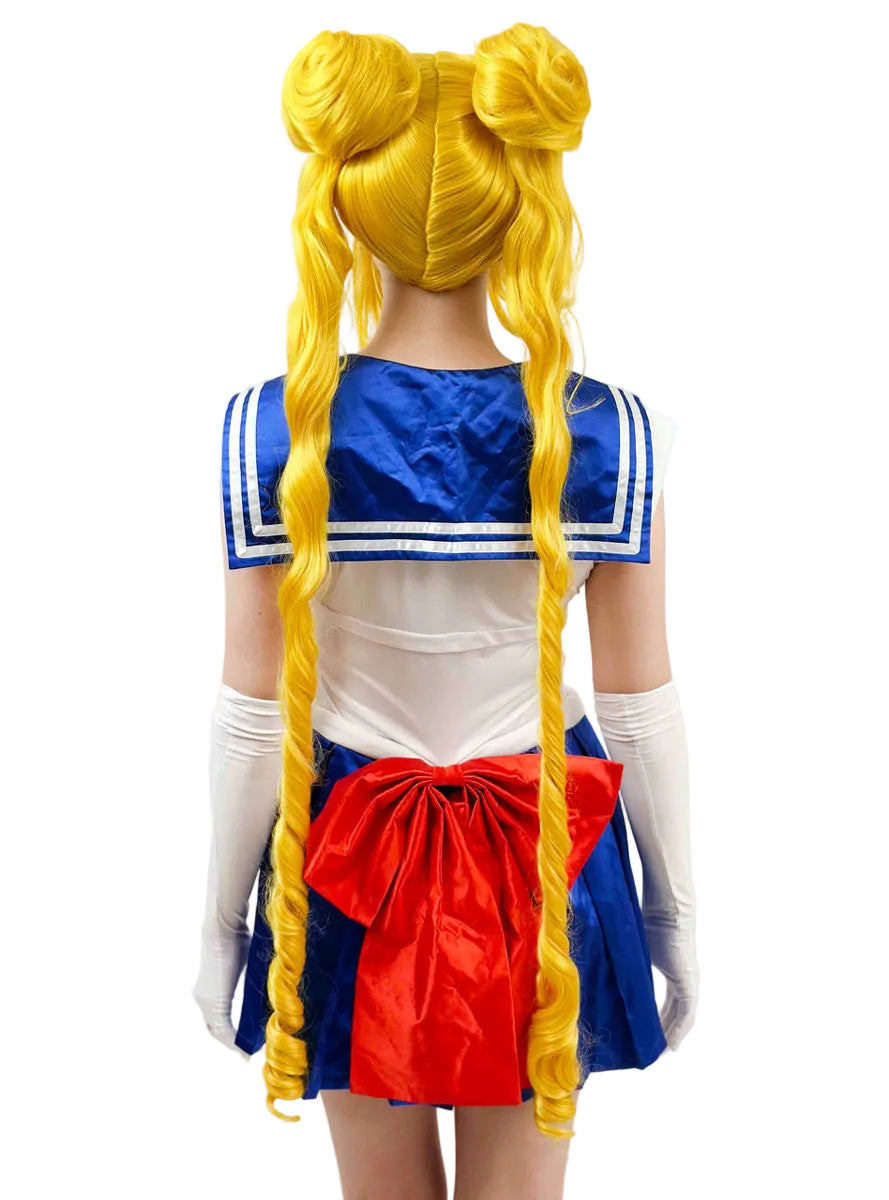 Moon Guardian Sailor Womens Long Yellow Cosplay Costume Wig - Back Image