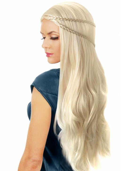 Mother Of Dragons Womens Long Blonde Costume Wig With Braids - Main Image