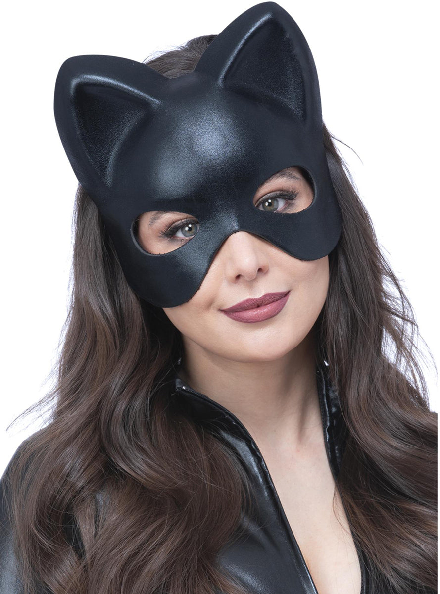 Womens Black Moulded Plastic Cat Eye Mask - Main Image