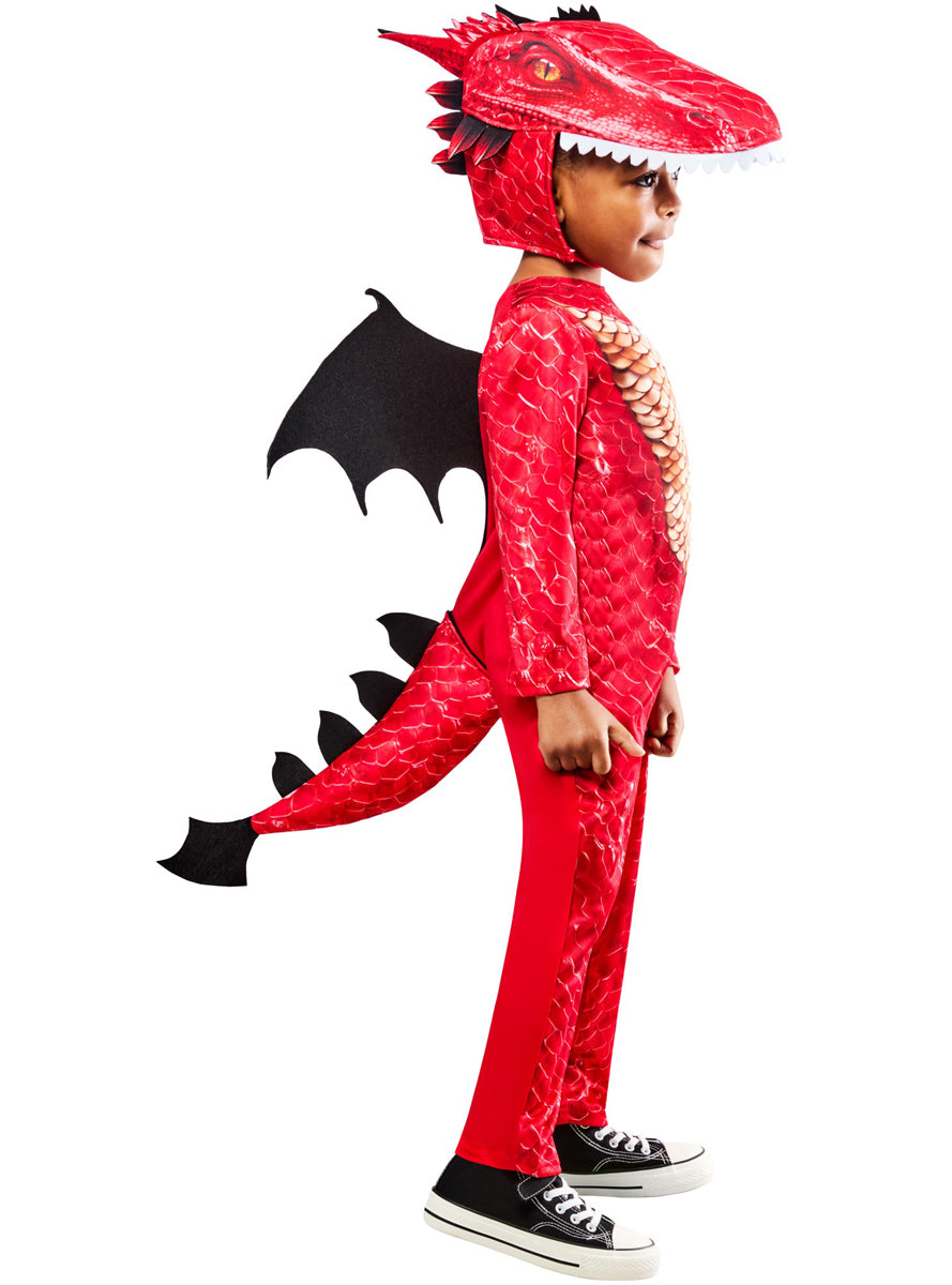 Red Mythical Dragon Boys Costume - Side Image 2