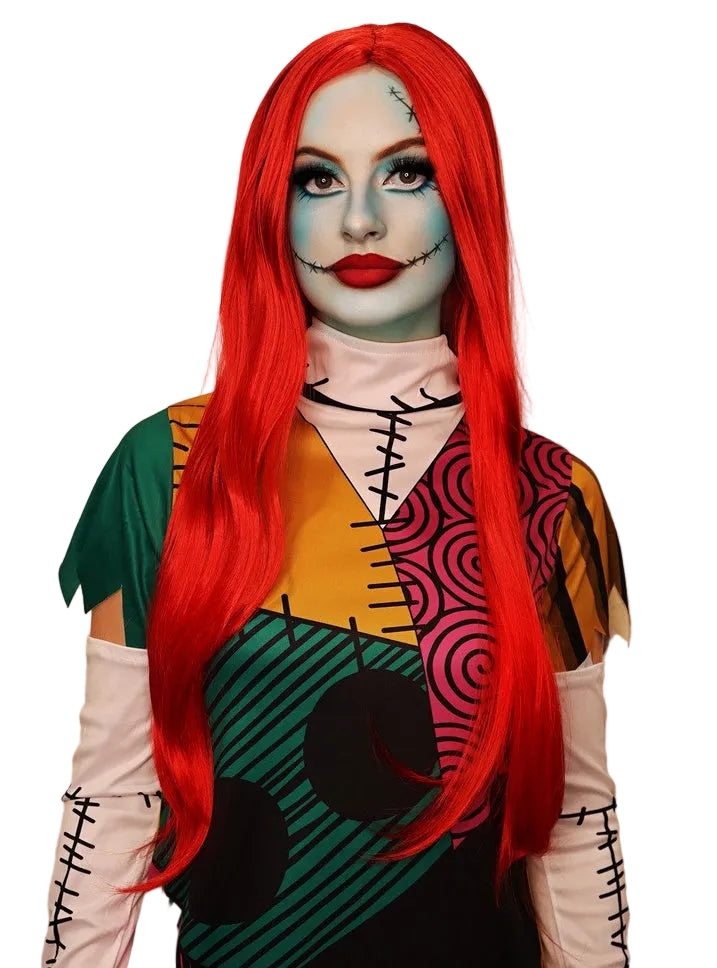 Nightmare Sally Womens Long Red Halloween Costume Wig - Main Image