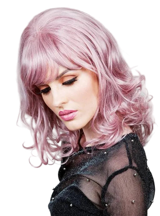 Nova Womens Dusty Pink Wavy Heat Resistant Fashion Wig - Alternative Image