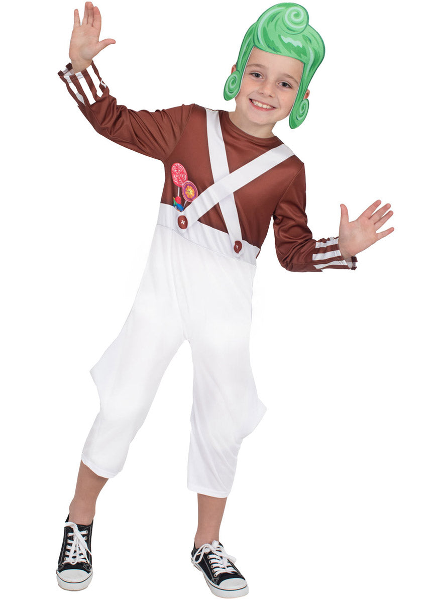 Toddler Boys Classic Oompa Loompa Willy Wonka Costume - Alternative Image 2