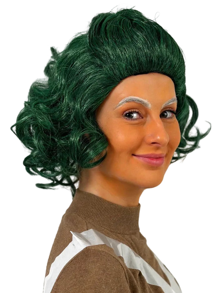 Oompa Loompa Adults Short Green Costume Wig - Side Image