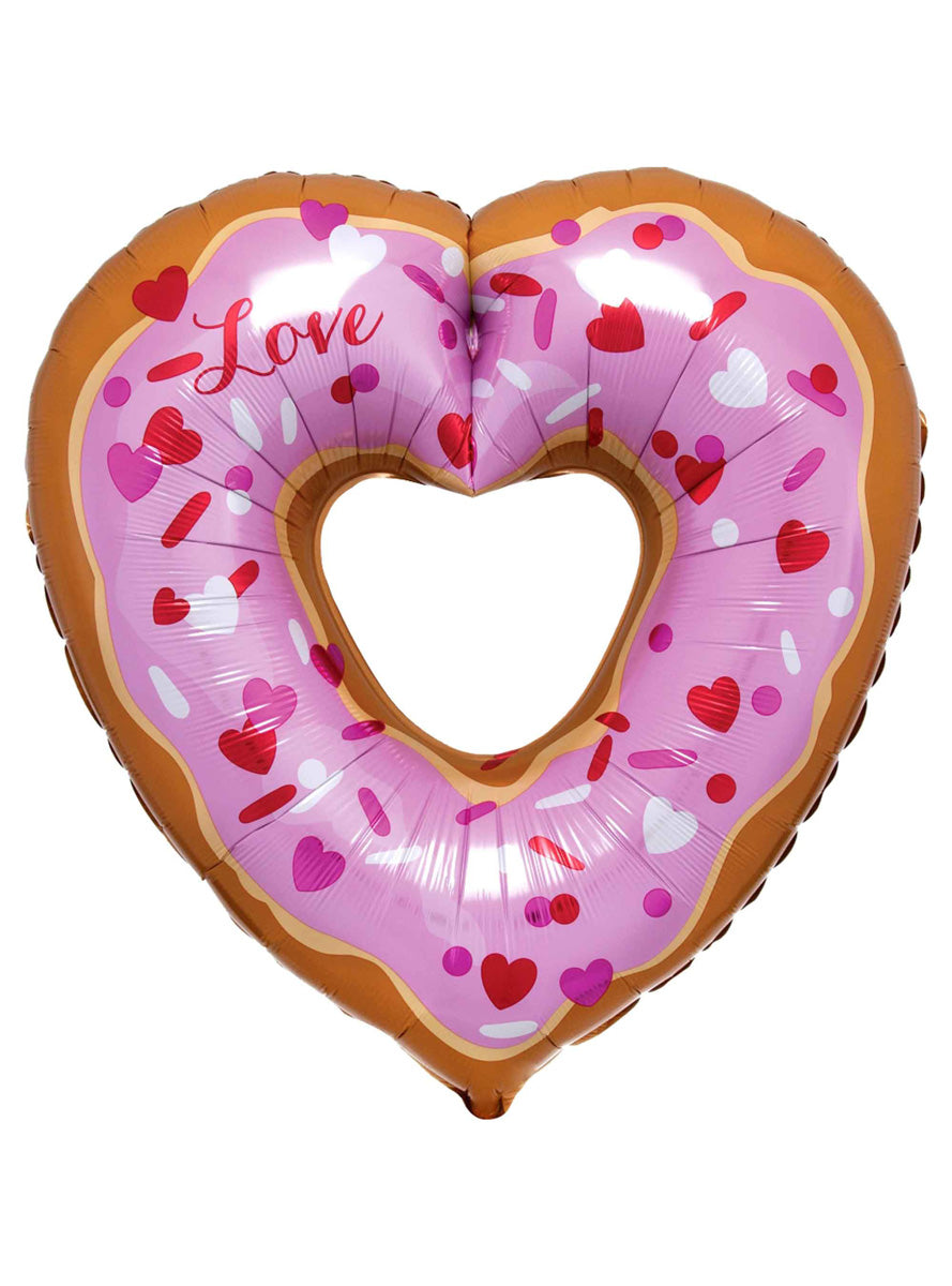 Open Heart Donut 66cm Supershape Foil Balloon - Main Image