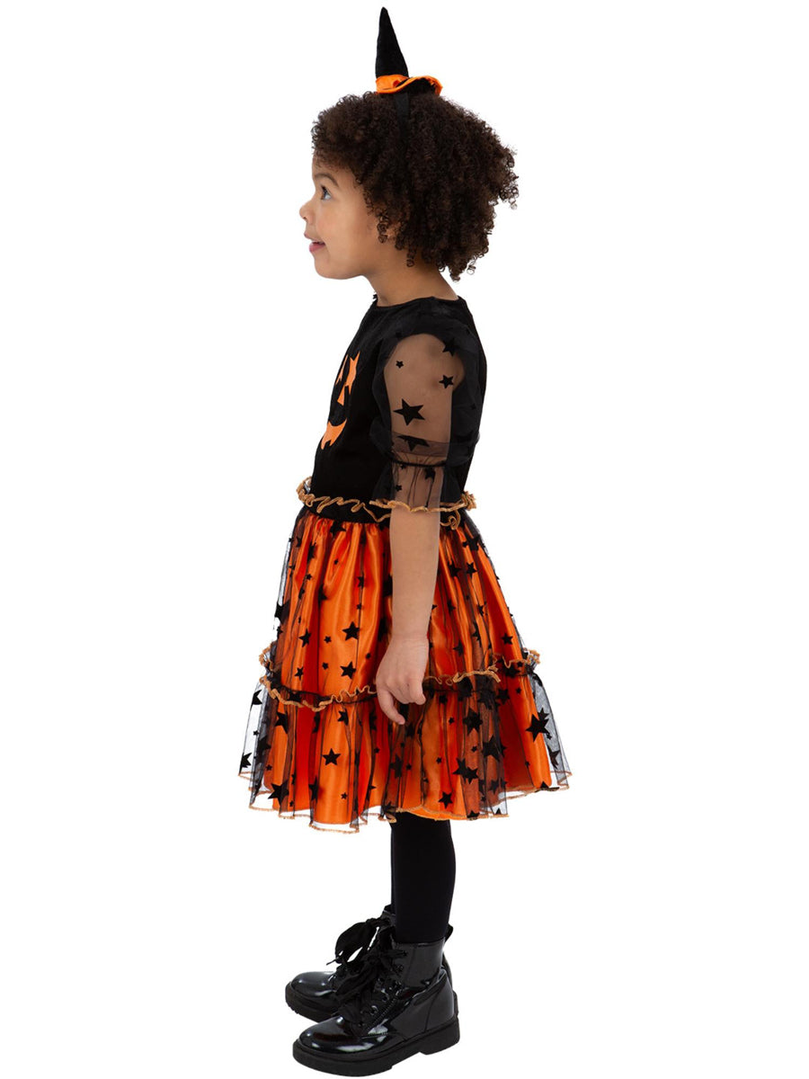 Toddler halloween jack o lantern witch costume - Side image