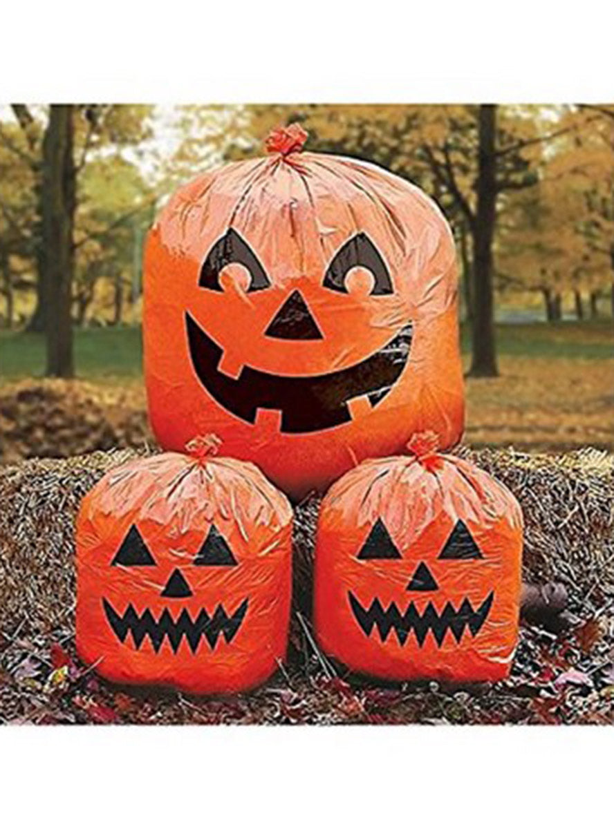 3 Pack of Orange Jack-o'-Lantern Lawn Bags - Main Image