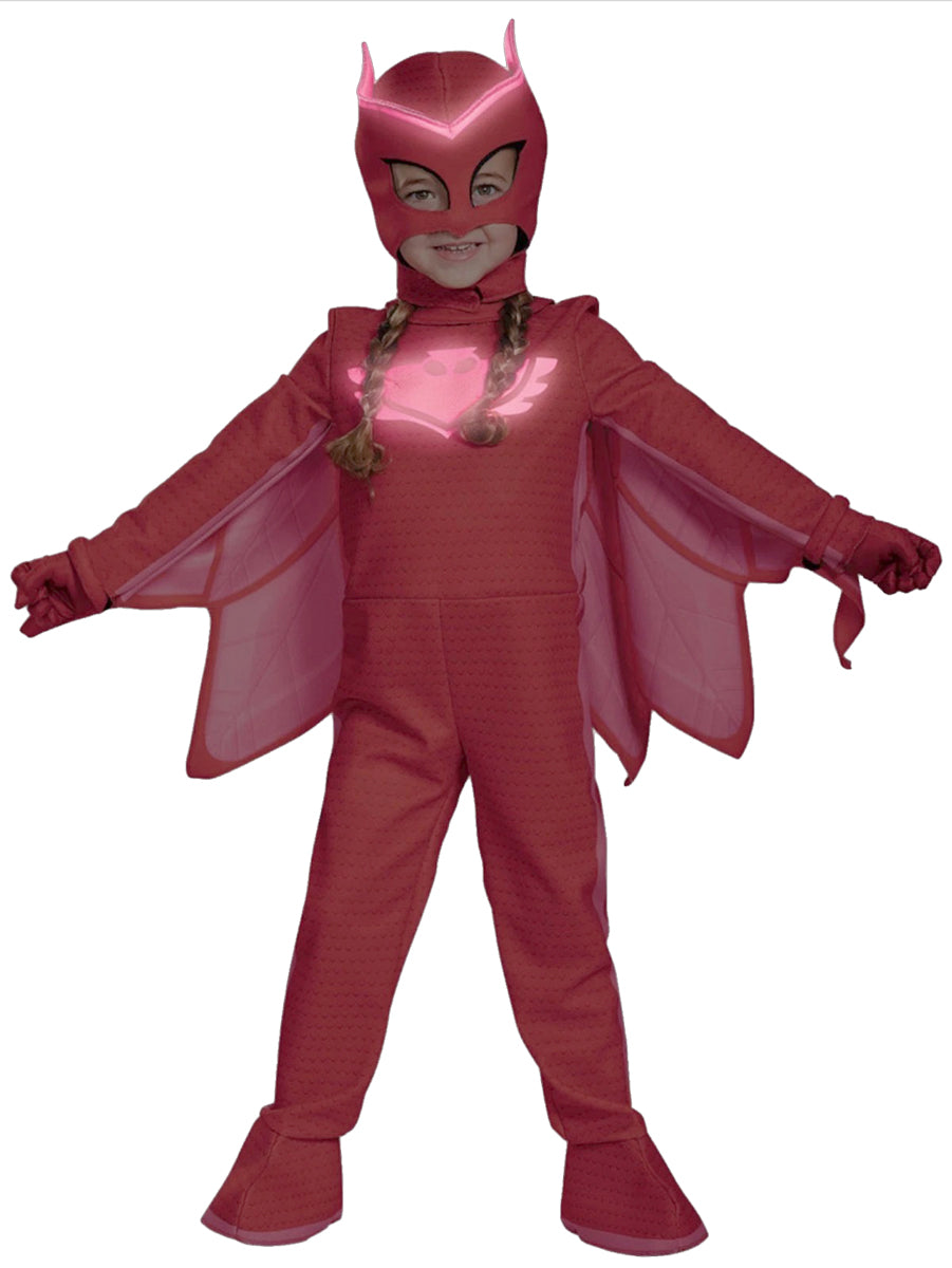 Glow in the Dark Girls PJ Masks Owlette Costume - Glowing Image