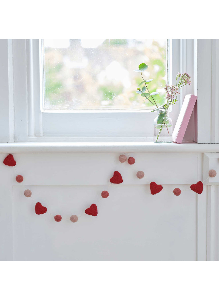 Parisian Love 150cm Long Heart Felt Garland - Lifestyle Image 1