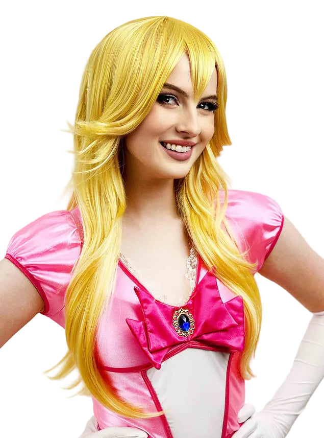 Peachy Princess Womens Long Yellow Cosplay Costume Wig - Alternative Image 2