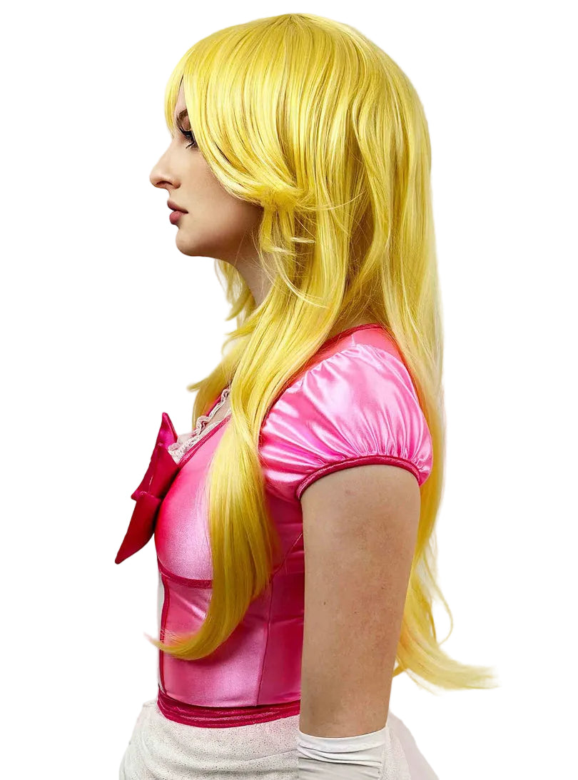 Peachy Princess Womens Long Yellow Cosplay Costume Wig - Side Image