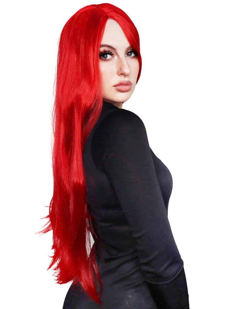 Phoenix Hero Womens Long Red Costume Wig - Side Image