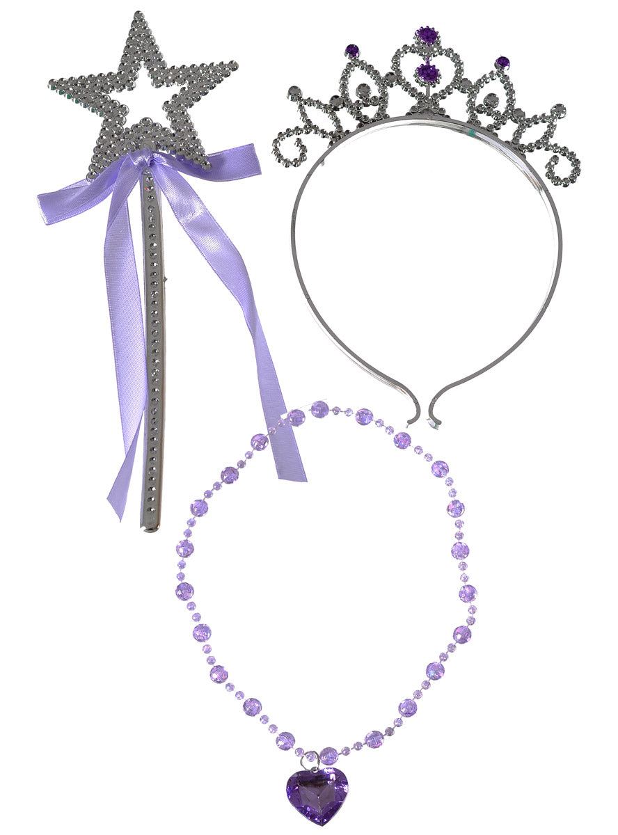 Image of Princess Girls Purple Wand, Necklace And Tiara Set