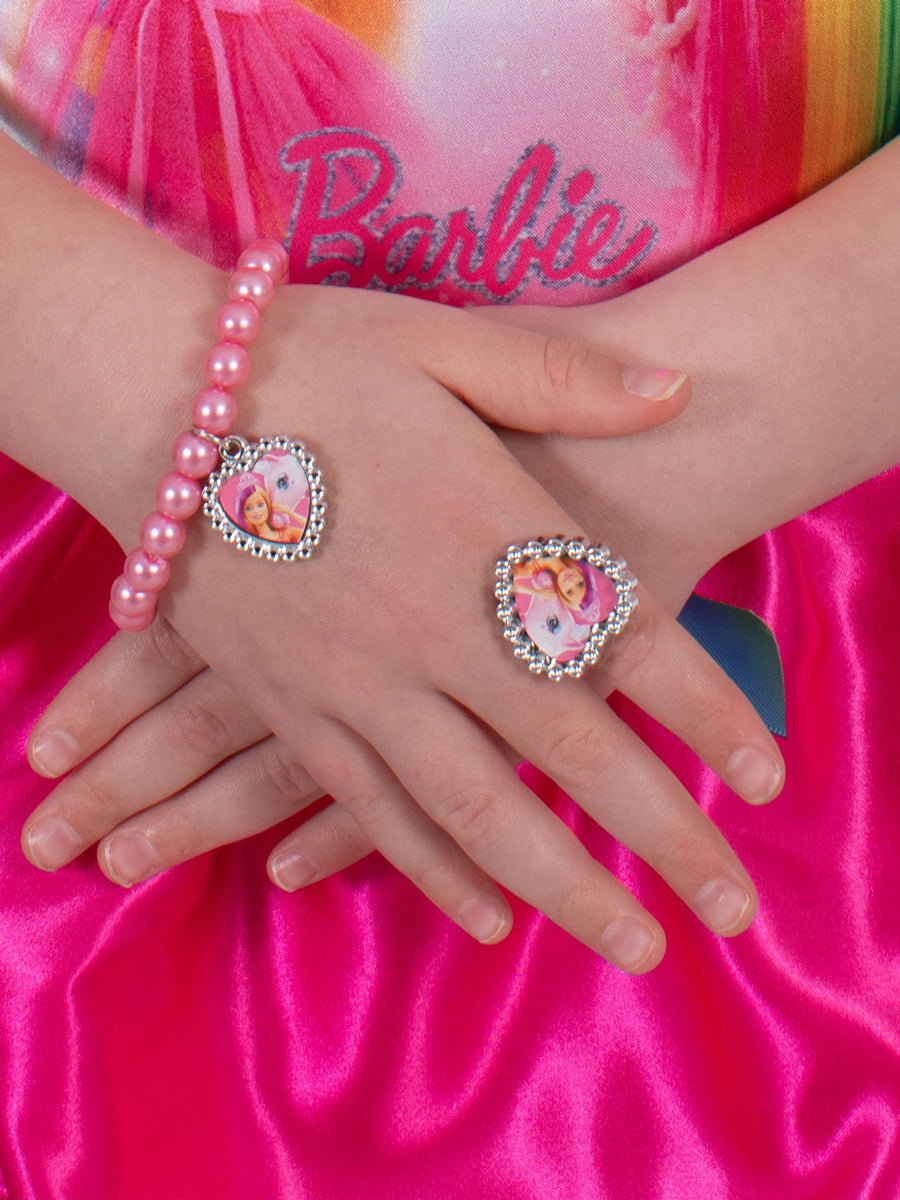 Barbie Girls Pink Beaded Bracelet and Ring Set - Alternate Image