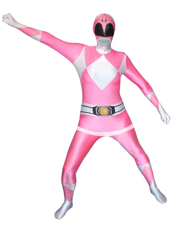 Plus Size Pink Womens Power Ranger Morphsuit - Alternate Image