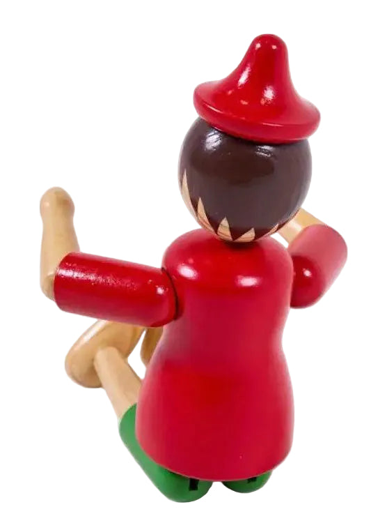 Pinocchio Kids Red Wooden Toy Puppet - Back Image