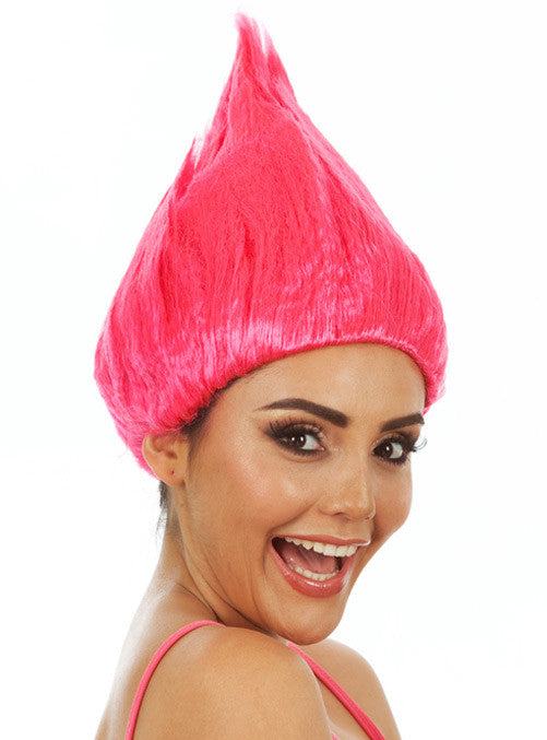 Poppy Pink Troll Womens Cartoon Character Costume Wig - Side Image