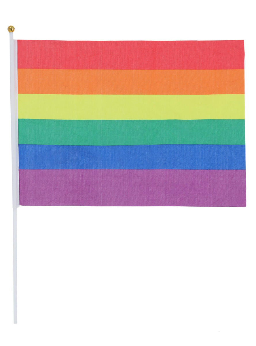 12 Pack Of Mardi Gras Pride Rainbow Flags - Alternative Image