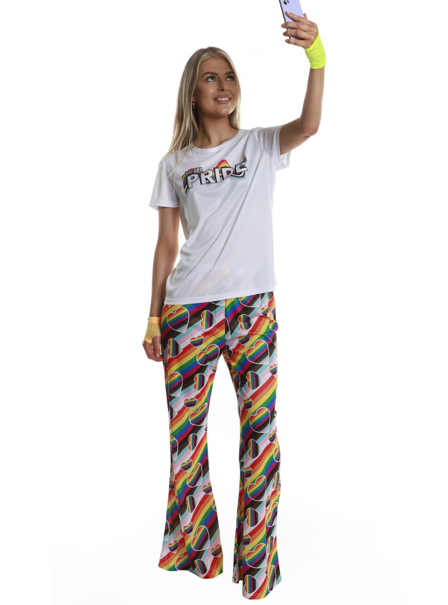 Pride Plus Size Womens Rainbow Flared Costume Pants - Alternative Image