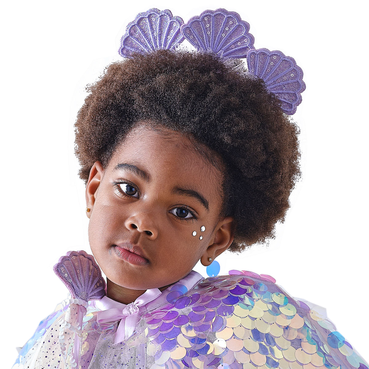 Girls Deluxe Purple Shell Mermaid Costume Headband - Main Image