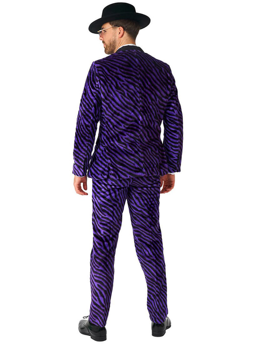 Back Image of Purple Zebra Print Mens Pimp Costume Suit