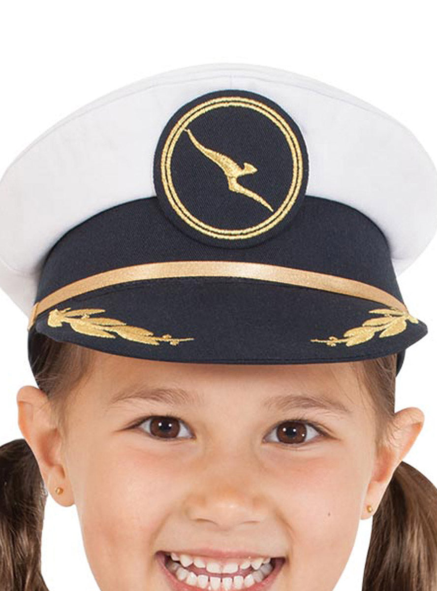 QANTAS Kids Pilot Captain Costume Hat - Close Image