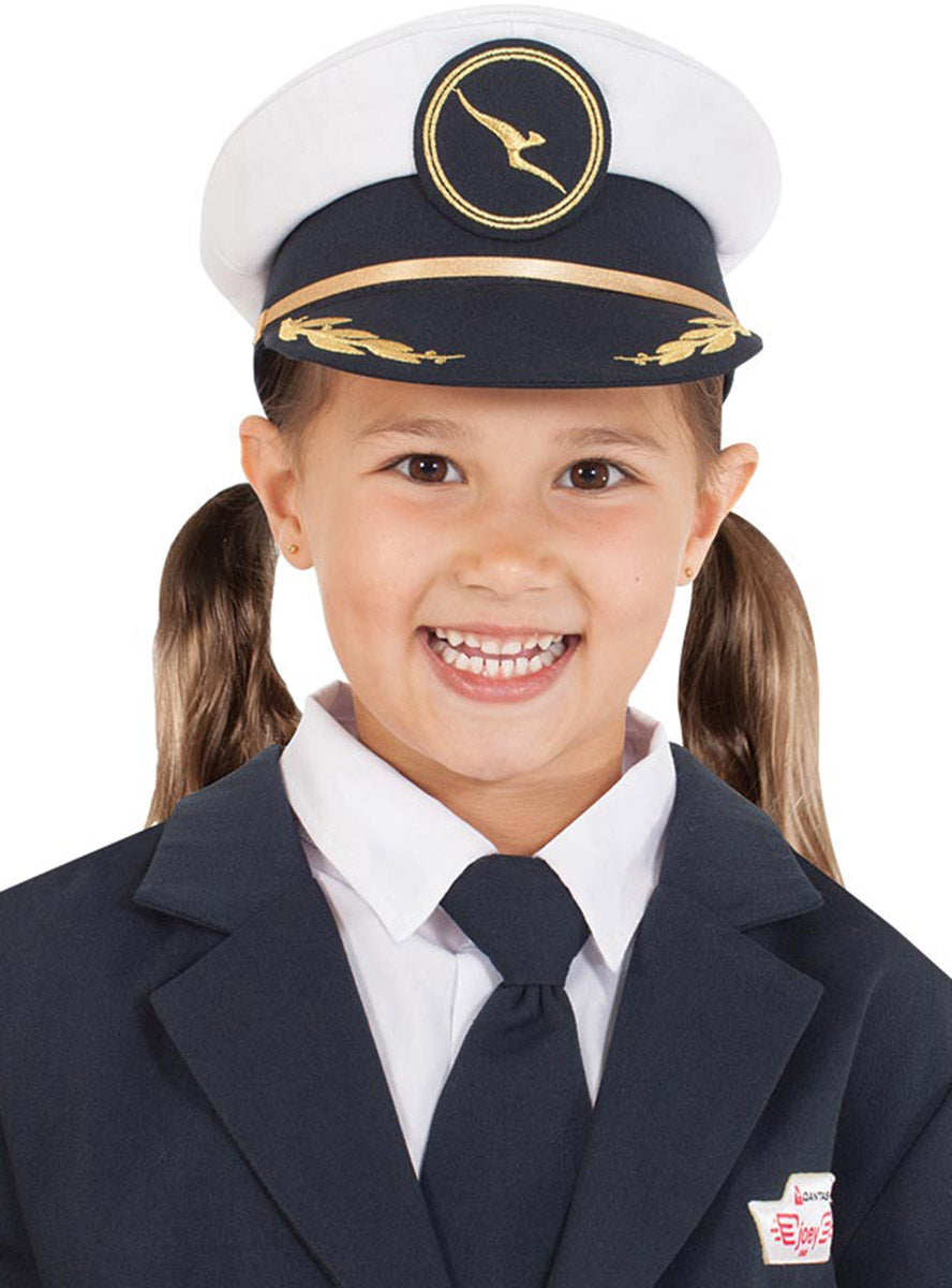 QANTAS Kids Pilot Captain Costume Hat - Girls Image
