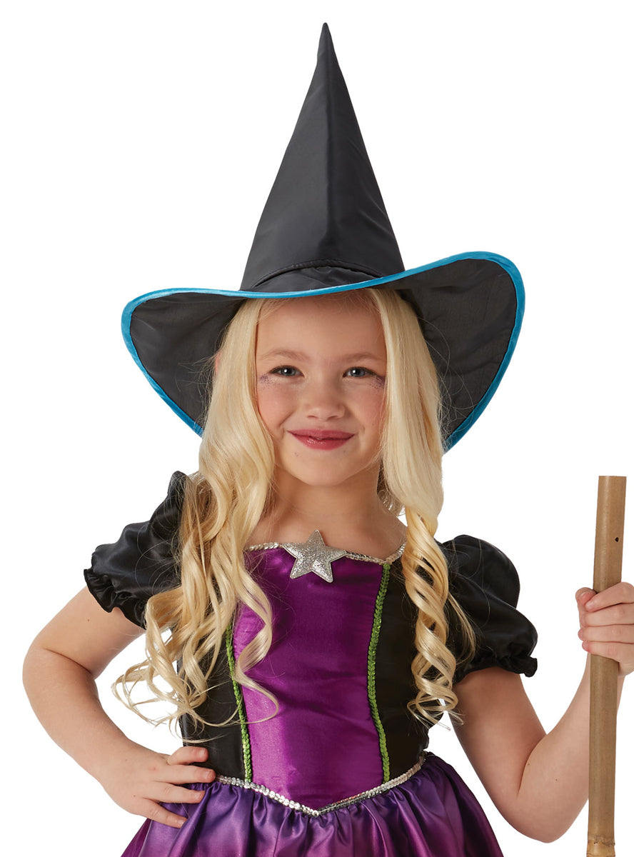 Girls Purple And Green Ombre Witch Halloween Costume - Close Image 1