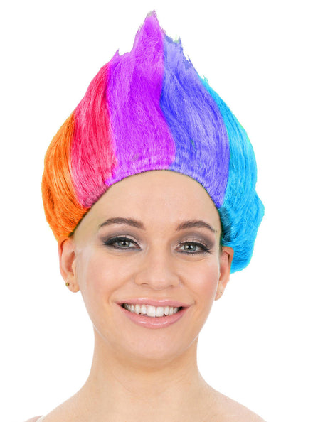Adults Rainbow Spiked Troll Costume Wig