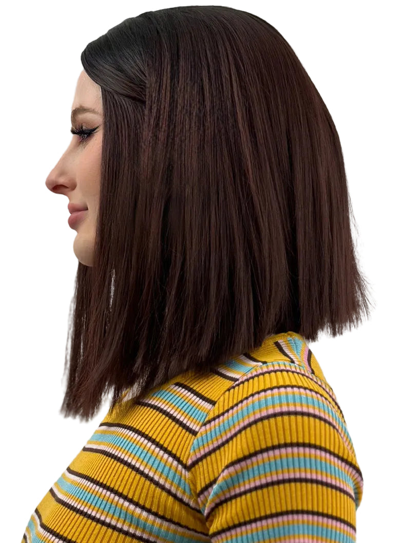 Raya Womens Ombre Burgundy Heat Resistant Bob Wig - Side Image