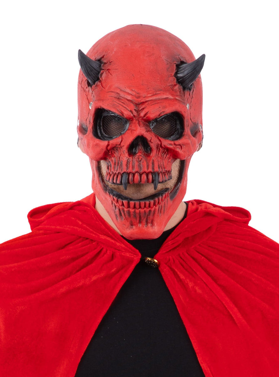 Full Head Adults Deluxe Red Devil Skeleton Mask with Moving Mouth - Main Image