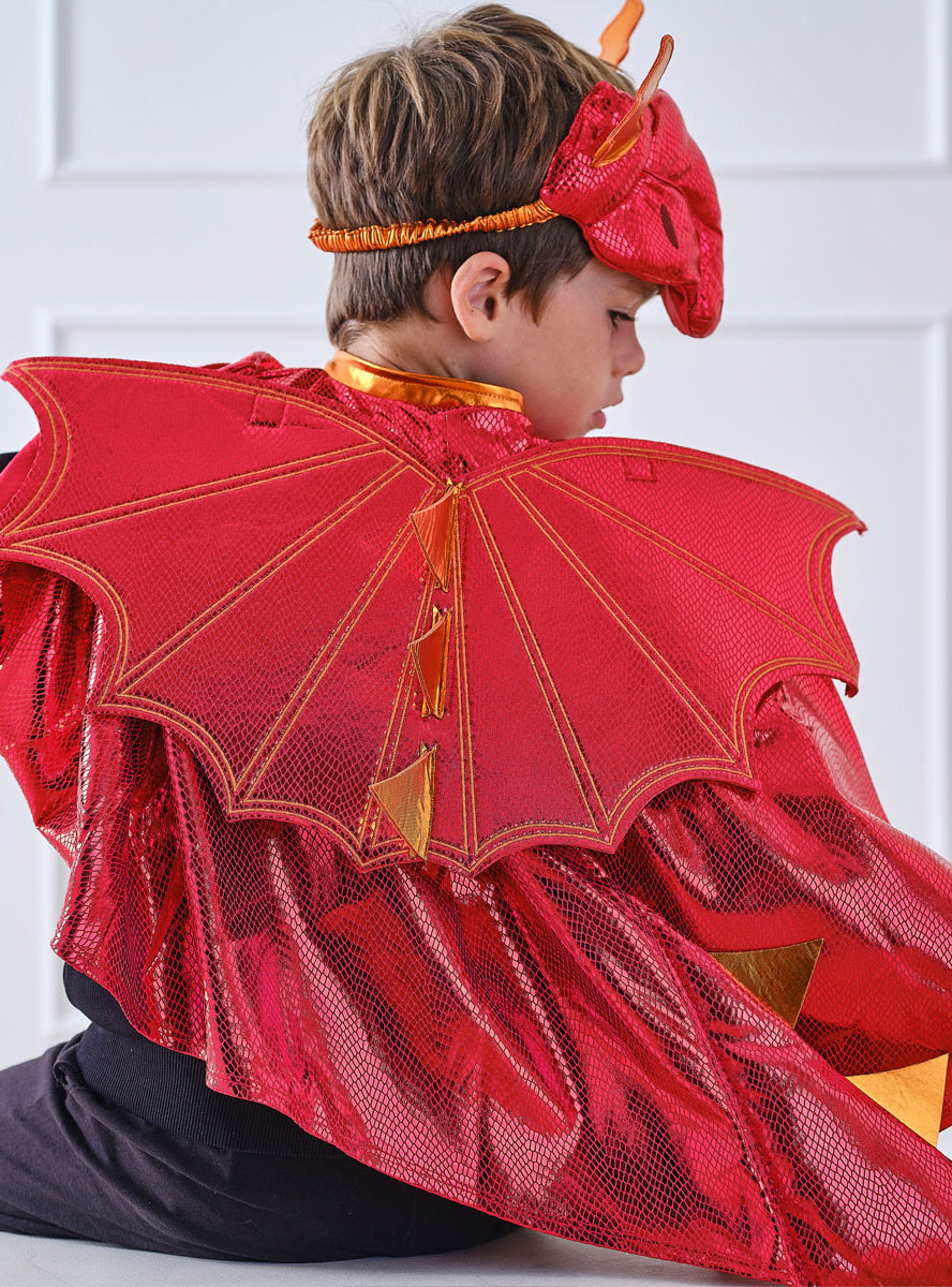 Red Dragon Deluxe Boys Halloween Costume Cape -Alternative Image 2