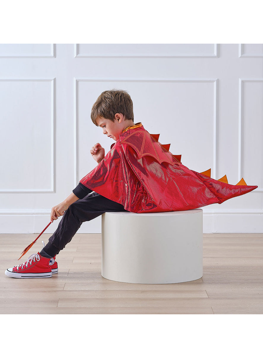Red Dragon Deluxe Boys Halloween Costume Cape -Alternative Image 1