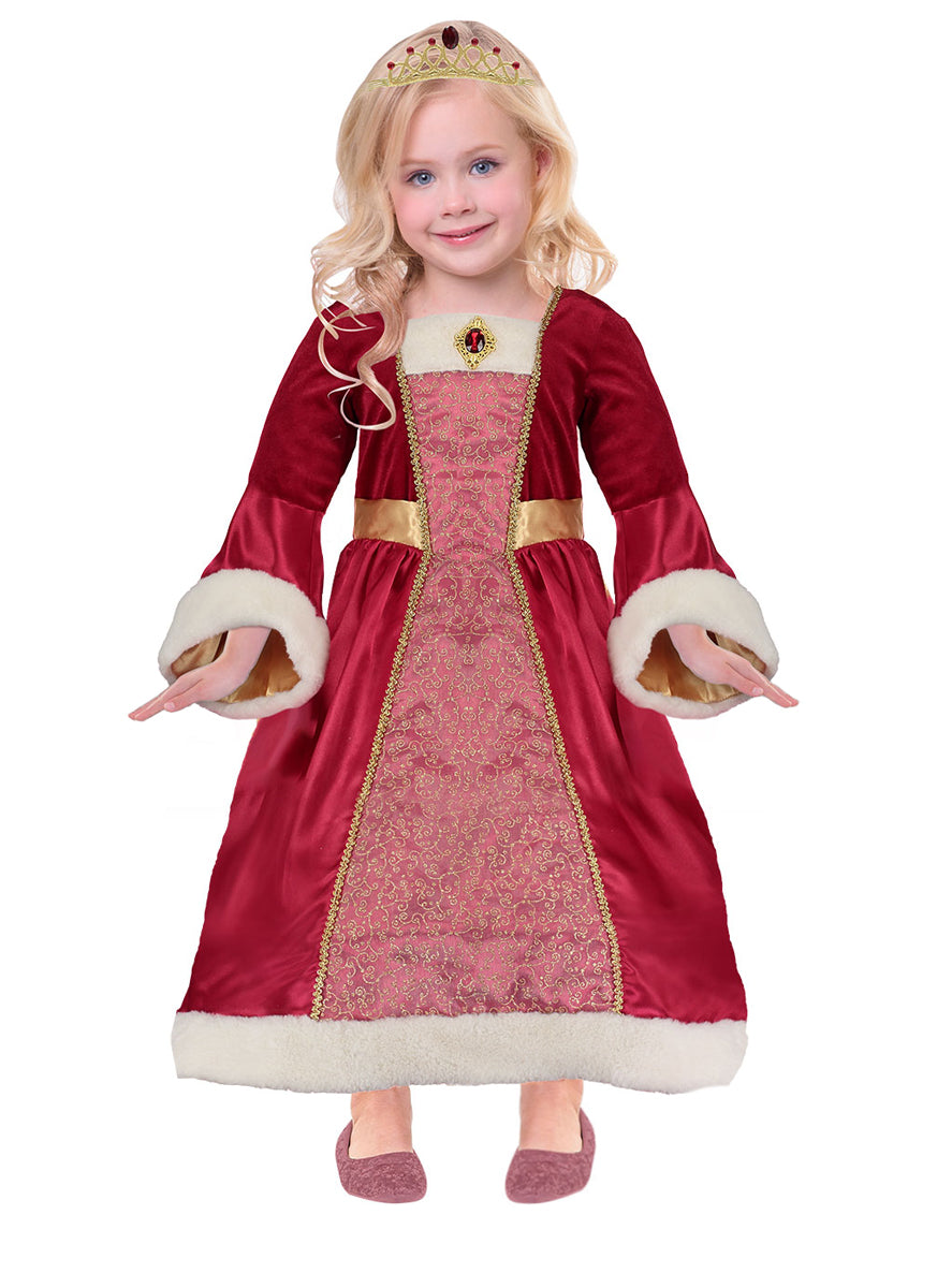 Red Medieval Princess Girls Costume - Main Image