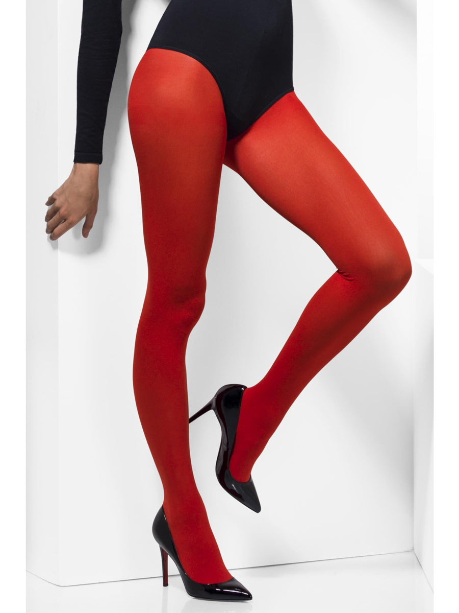 Full Length Womens Opaque Red Stockings - Alternate Image