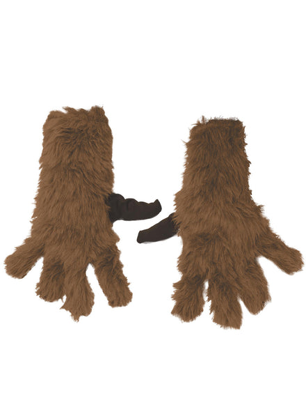 Brown Faux Fur Kids Rocket Raccon Cosutme Gloves - Main Image