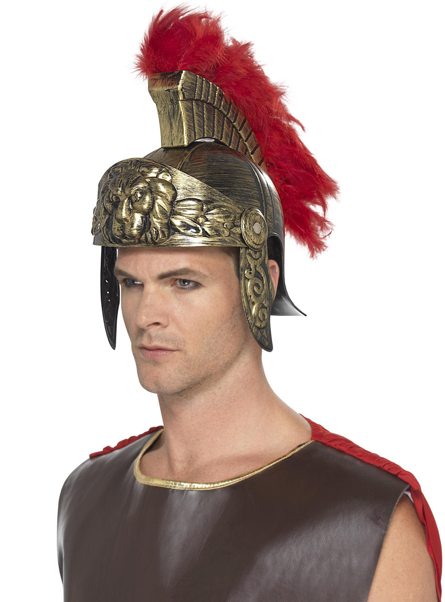 Image of Roman Gladiator Mens Gold Costume Helmet