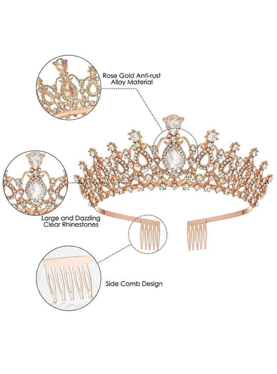 Rose Gold Metal Tiara with Diamantes