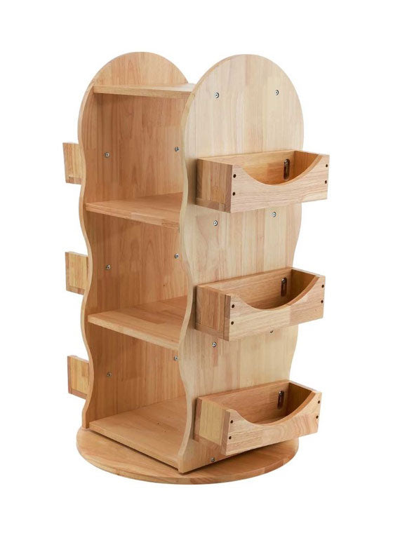 Rotating Solid Rubberwood Bookshelf - Side Image 2