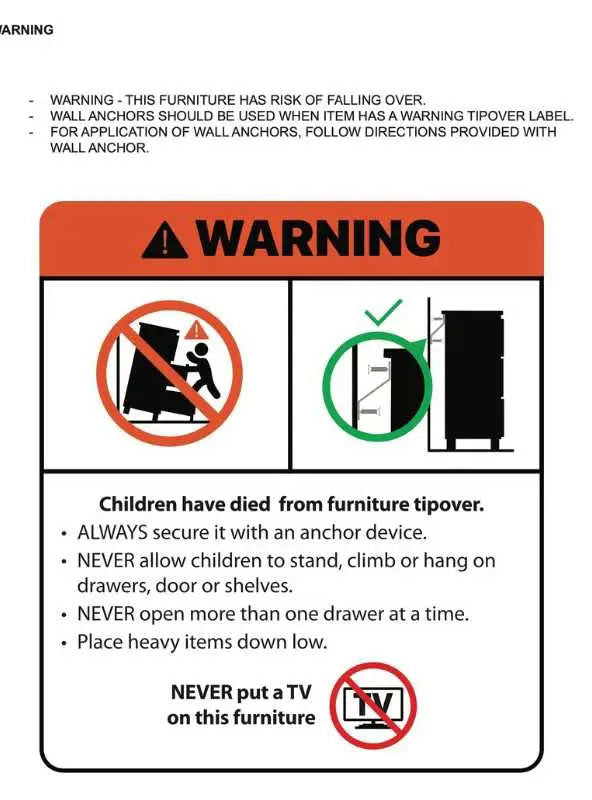 Rotating Solid Rubberwood Bookshelf - Warning Label Image
