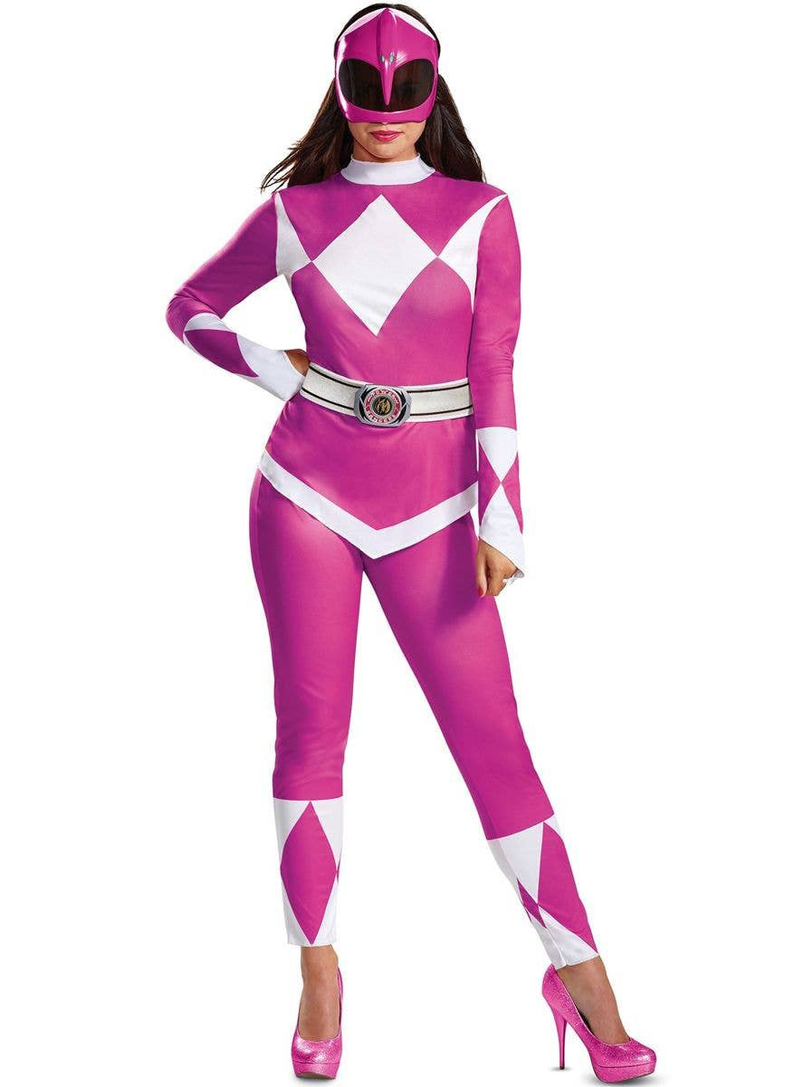 Sr 14 Disg 67333 Pink Power Ranger Womens Superhero Fancy Dress Costume Front Image 1200