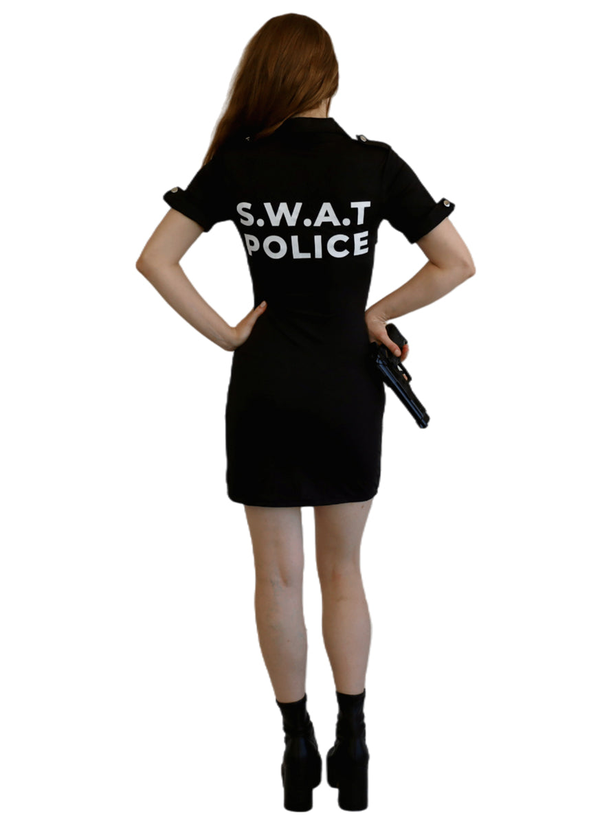 SWAT Police Officer Sexy Womens Costume - Back Image